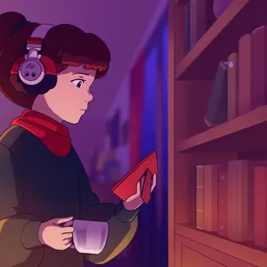 Lofi Girl Studyingwith Bookand Coffee Wallpaper