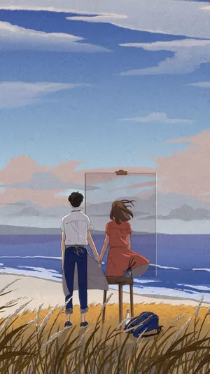 Lofi Love By The Sea Wallpaper