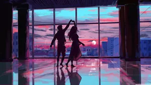 Lofi Love Sunset Dance Wallpaper