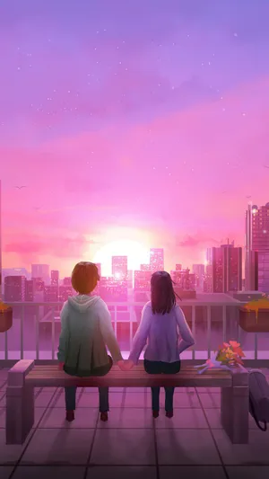 Lofi Love Sunset Moments Wallpaper