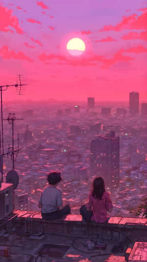 Lofi Sunset Cityscape Wallpaper