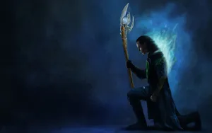 Loki Wields His Enchanting Staff Wallpaper