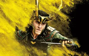 Lokiin Actionwith Golden Backdrop.jpg Wallpaper