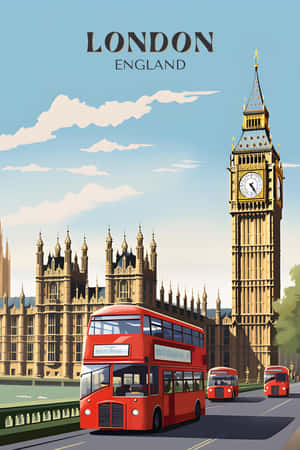 London England Vintage Travel Poster Wallpaper