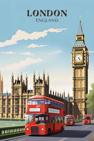 London England Vintage Travel Poster Wallpaper
