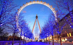 London Eye On Winter Christmas Wallpaper