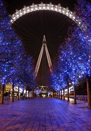 London Eye View And Trees In Purple Wallpaper