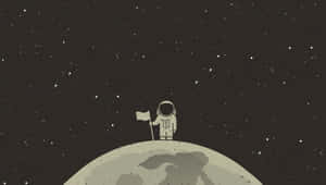 Lone Astronaut Exploring The Cratered Lunar Surface Wallpaper