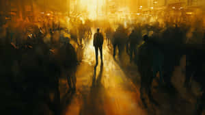 Lone_ Figure_ Amidst_ Crowd Wallpaper