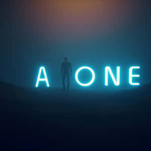 Lone Figure Neon Sign A O N E Wallpaper