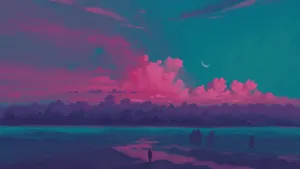 Lone Wanderer Pink Sunset Wallpaper