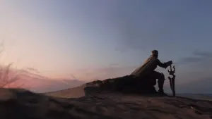 Lone_ Warrior_ At_ Dusk Wallpaper