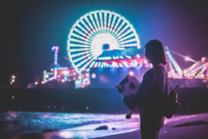 Lonely Girl At Theme Park Wallpaper