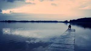 Lonely Pier Natural Background Wallpaper