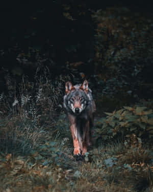 Lonely Wolf Roaming In The Dark, Misty Forest Wallpaper