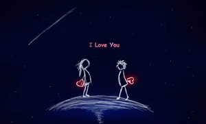 Long Distance Relationship Couple Sketch Wallpaper