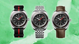 Longines Watch Collection In Green Background Wallpaper