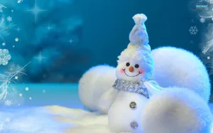 Look At This Adorable Snowman Surrounded By Festive Decorations! Wallpaper