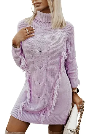 Look Gorgeous In This Stylish Purple Turtle-neck Sweater Wallpaper