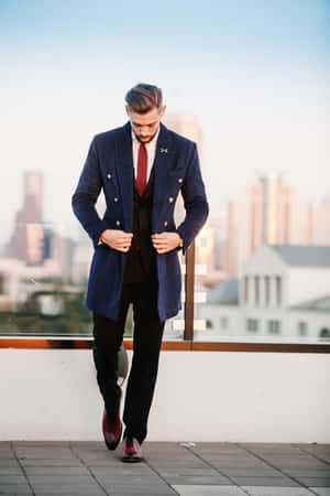 Look Sharp In A Navy Blue Blazer Wallpaper