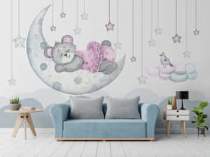 Look Up Into The Night Skies And You Can See The Beautiful Cute Moon Wallpaper