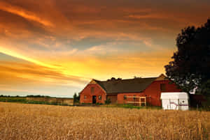 Looking Out Over A Beautiful Farmland. Wallpaper