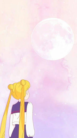 Looking Up At The Moon Sailor Moon Iphone Wallpaper