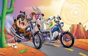 Looney Tunes Bugs And Taz Motorcycle Wallpaper