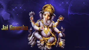 Lord Ganesha In Dark Blue Background Wallpaper