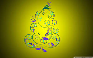 Lord Ganesha In Yellow Vignette Wallpaper