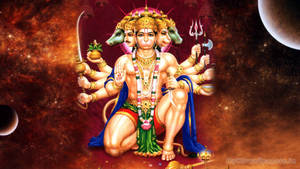 Lord Hanuman 3d Five Heads Wallpaper