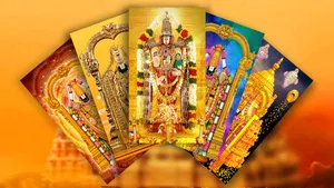 Lord Venkateswara Adorning A Deck Of Cards Wallpaper