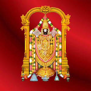 Lord Venkateswara On Red Gradient Wallpaper