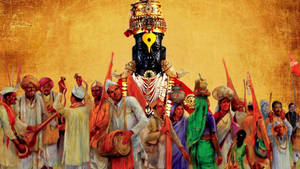 Lord Vitthal Pandurang With Worshipers Wallpaper