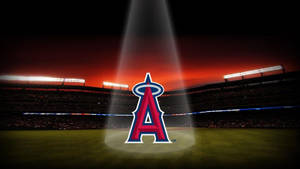 Los Angeles Angels Logo With Spotlight Wallpaper