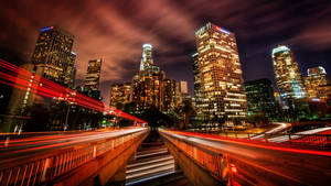 Los Angeles City Buildings Long Exposure Wallpaper