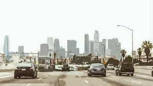 Los Angeles Cityscape Driving Wallpaper