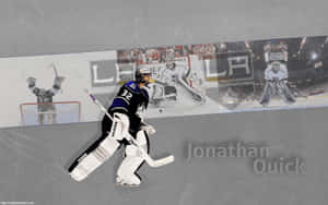 Los Angeles Kings' Goalie Jonathan Quick Making A Save Wallpaper