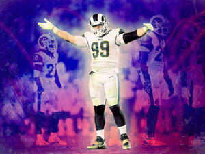 Los Angeles Rams Aaron Donald White Jersey Digital Painting Wallpaper