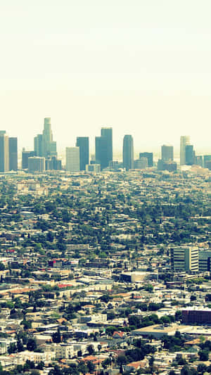 Los Angeles Skyline Illuminated With An Iphone Wallpaper