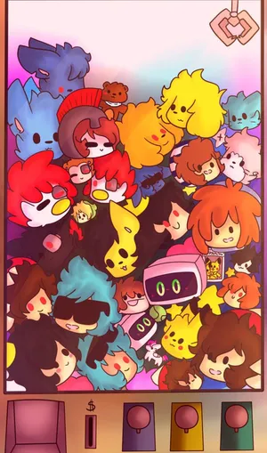Los Compas Video Game Characters In Claw Machine Wallpaper