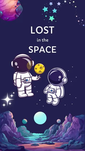 Lostin Space Cute Astronauts Wallpaper