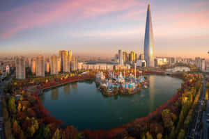 Lotte World Tower Autumn Sunset Wallpaper