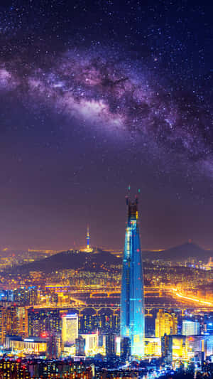 Lotte World Tower Night Skyline Wallpaper