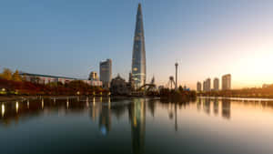 Lotte World Tower Sunset Reflection Wallpaper