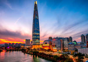 Lotte World Tower Sunset Skyline Wallpaper