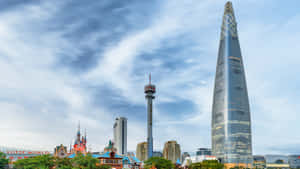 Lotte World Towerand Amusement Park Skyline Wallpaper