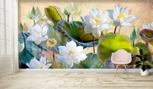 Lotus Flower Wall Mural Interior Wallpaper