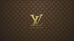 Louis Vuitton Logo On A Brown Background Wallpaper