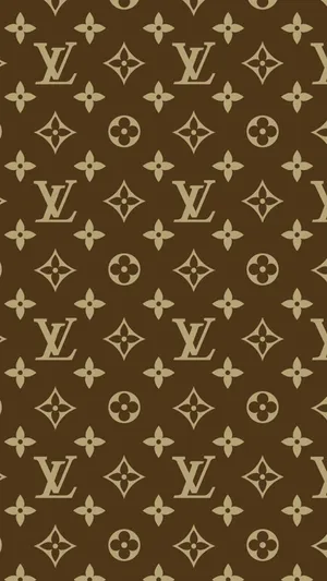 Louis Vuitton Monogram Pattern In Brown And Beige Wallpaper